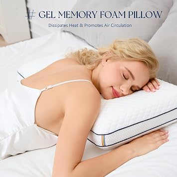 Memory Foam Pillow, Cool Gel Pillows for Neck and Shoulder Pain, 60x40x10cm