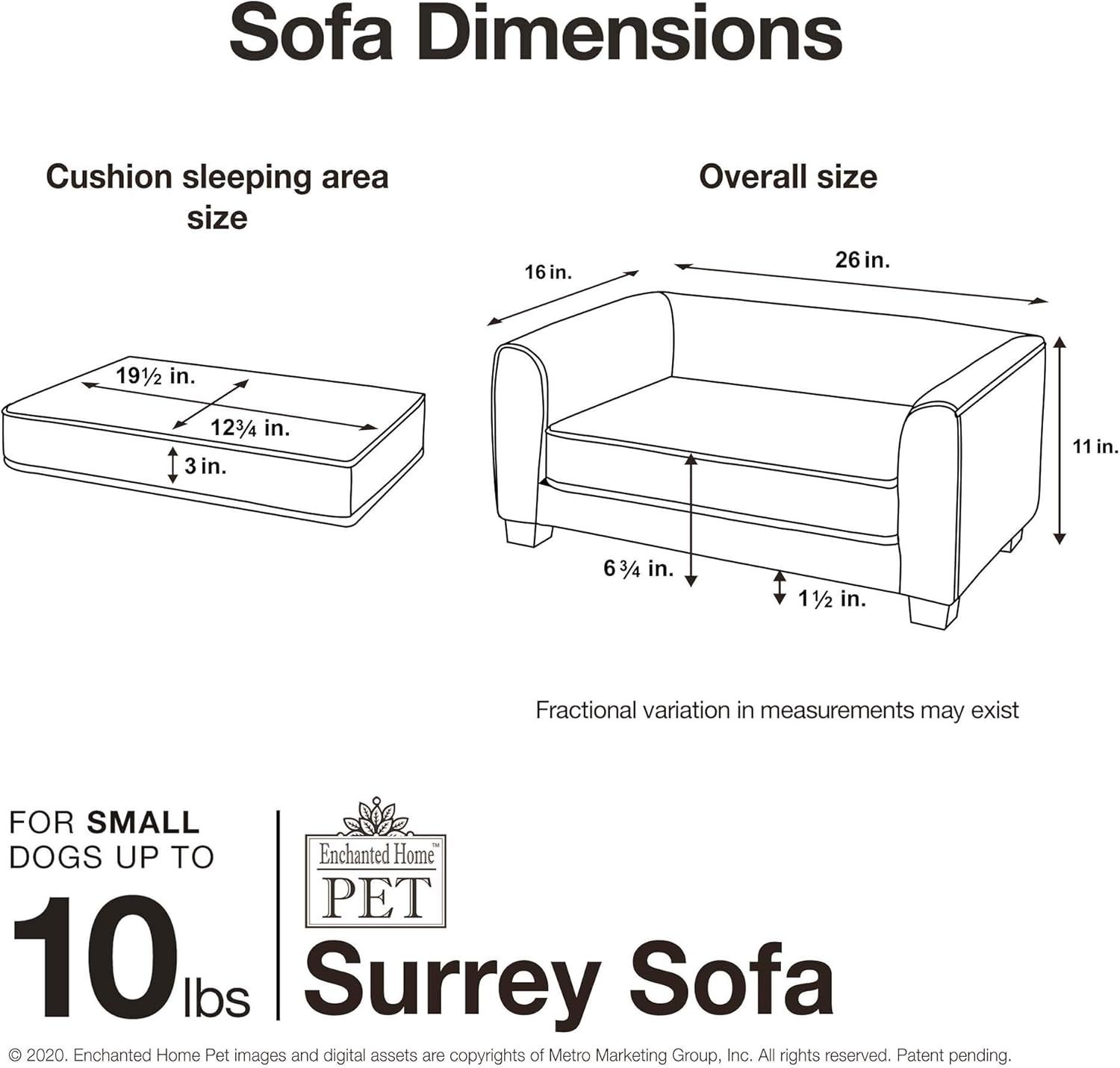 Enchanted Home Pet Surrey Pet Sofa - Black : Pet Supplies
