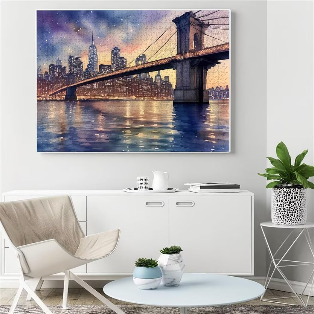 Puzzle 4000 Piezas Adultos, Puzzle Puente de Brooklyn Rompecabezas Adultos Obra de Arte de Juego Paisaje Rompecabezas de Piso de Impresión de Alta Definición Multicolor, Decoración Familiar S-15