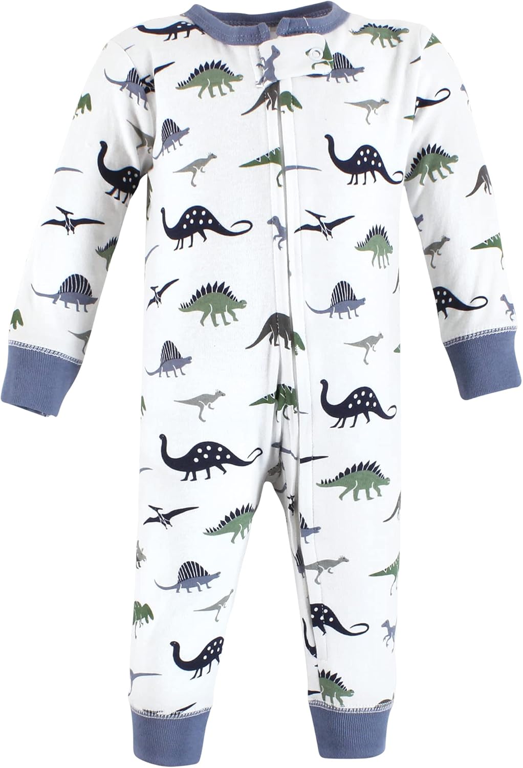 Hudson Baby Unisex Baby Cotton Sleep and Play, Blue Green Dino, 3-