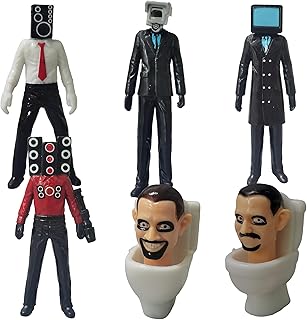 Gensly 6Pcs Skibidi Toilet Figures Skibidi Battle Action Figures Skibidi Toilet Toy Figures Cake Topper Decorations Gifts