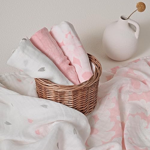 Miniatura 8 de GLLQUEN BABY Manta receptora de muselina de algodón para niño, manta para envolver a recién nacido, transpirable y suave, mantas finas para bebé,