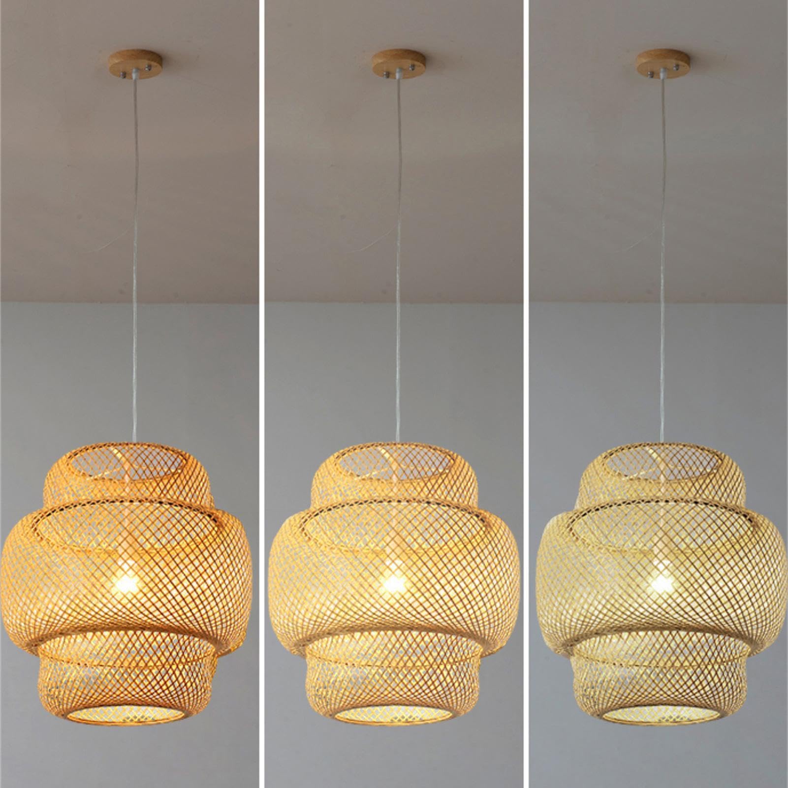 Yeeda Lampadario in bambù Intrecciato A Mano - Lanterna A per Camera da Letto e Sala da Pranzo