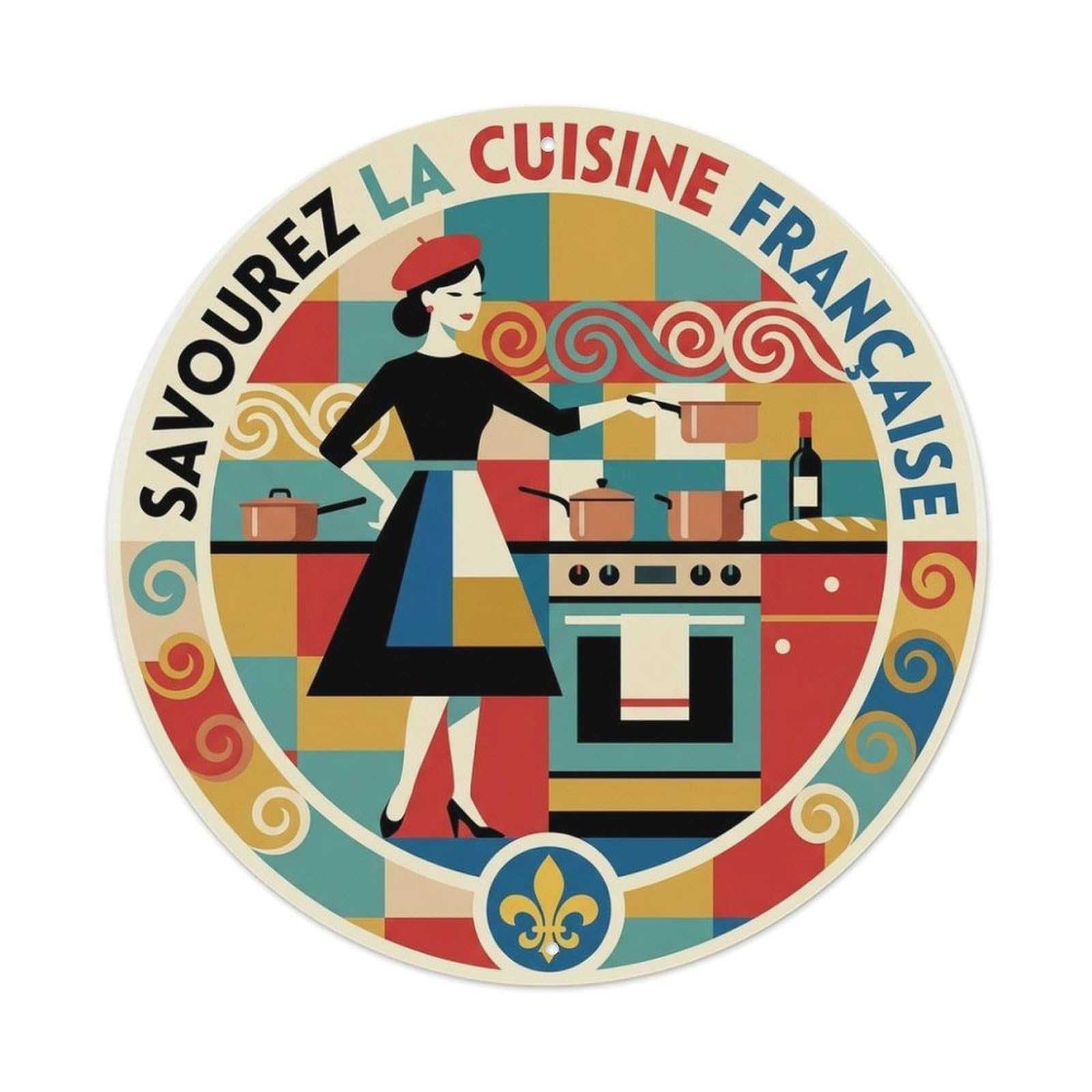 Kitchen Scene French Travel Food Minimalist Style Metal Tin Sign