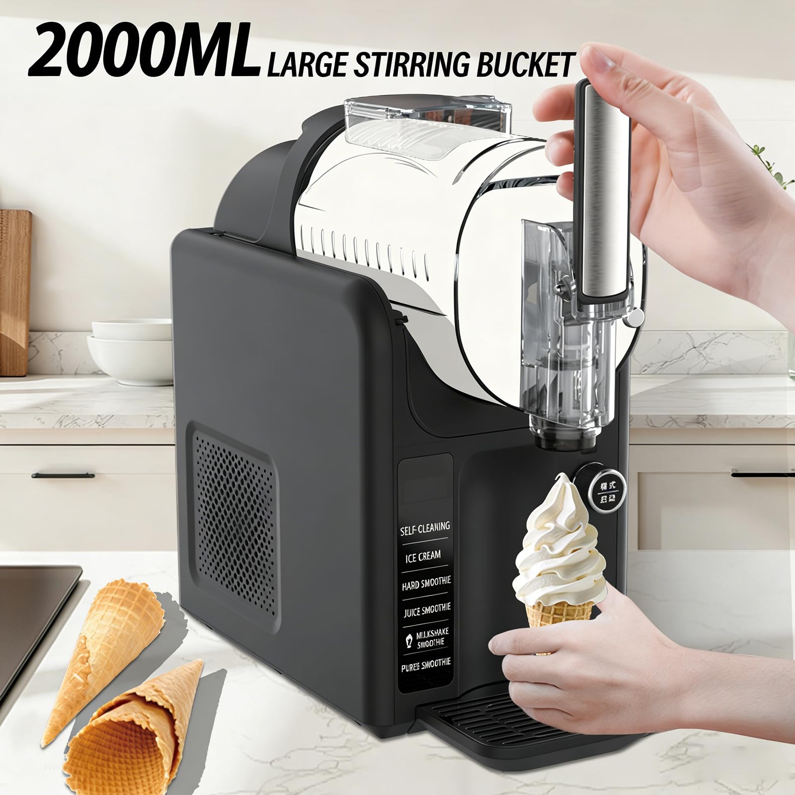 Máquina de granizado, máquina de bebidas congeladas para el hogar, margaritas y frappés, no necesita hielo, cubo de mezcla de 67 onzas, perfecto para fiestas