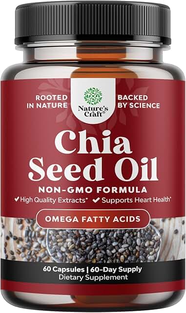 Chia Seed Oil Extract Capsules - Plant Based Omega 3 6 9 Supplement and ...