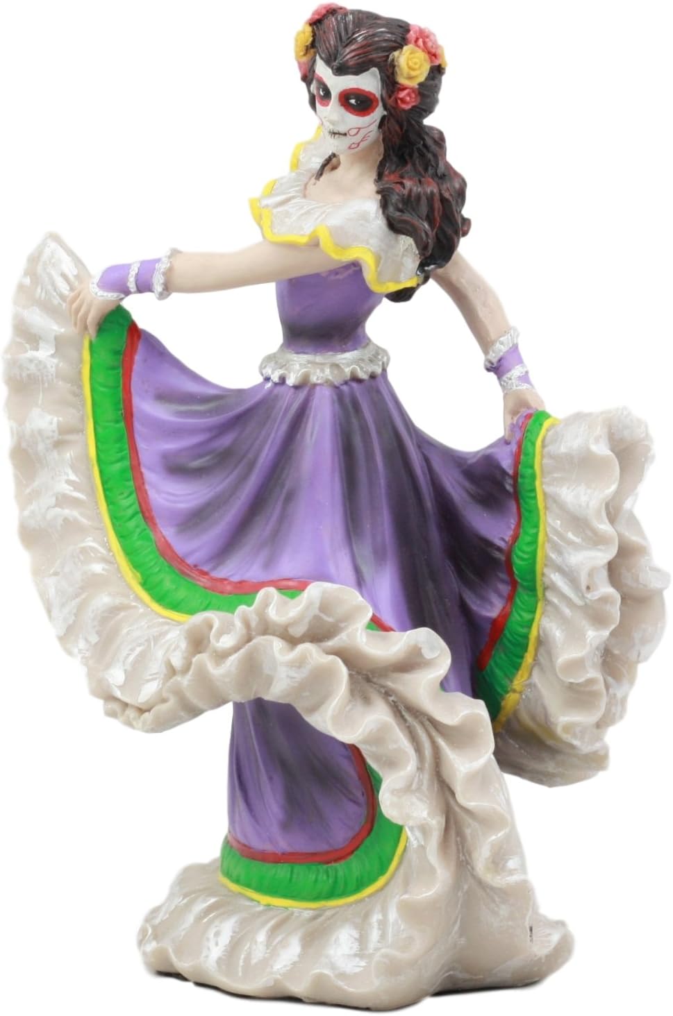 Ebros Gift Dia De Los Muertos Day of The Dead Traditional Purple Gown Dancer Statue Sugar Skull Vivas Calacas Celebration Ossuary Macabre Skulls Skeletons Figurine