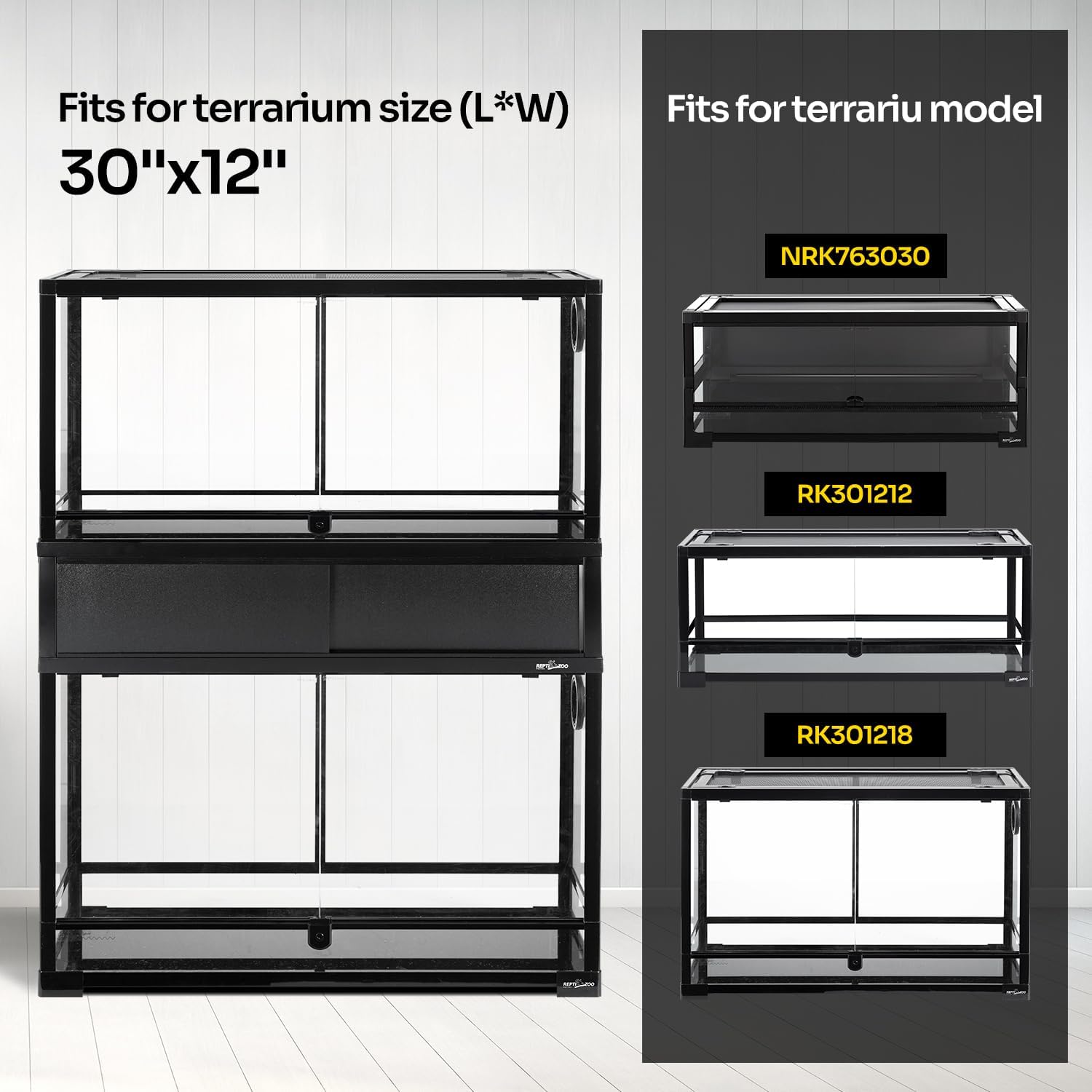 REPTI ZOO Deluxe Terrarium Stacker with Front Sliding Doors, Reptile Tank Stacker Suitable for Stacking 30" W and 12" D Terrariums, 30" W X 12" D X 10.5" H