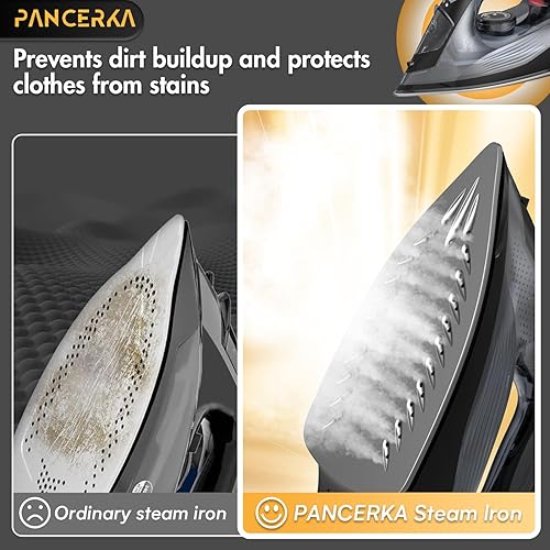 Miniatura 3 de Plancha de vapor de 1600 W, plancha de vapor con control de termostato ajustable, suela antiadherente, protección de seguridad contra