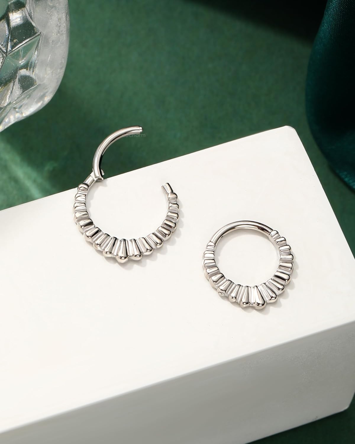 COCHARM V-Shaped Striped Septum Rings,16G Septum Jewelry, Surgical Steel Helix Daith Earrings for Women, Helix Daith Piercing Jewelry - Image 5