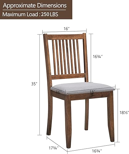 Miniatura 3 de DUHOME Juego de 2 sillas de comedor de madera, sillas de cocina de granja con respaldo, sillas de comedor tapizadas para sala de estar, nogal