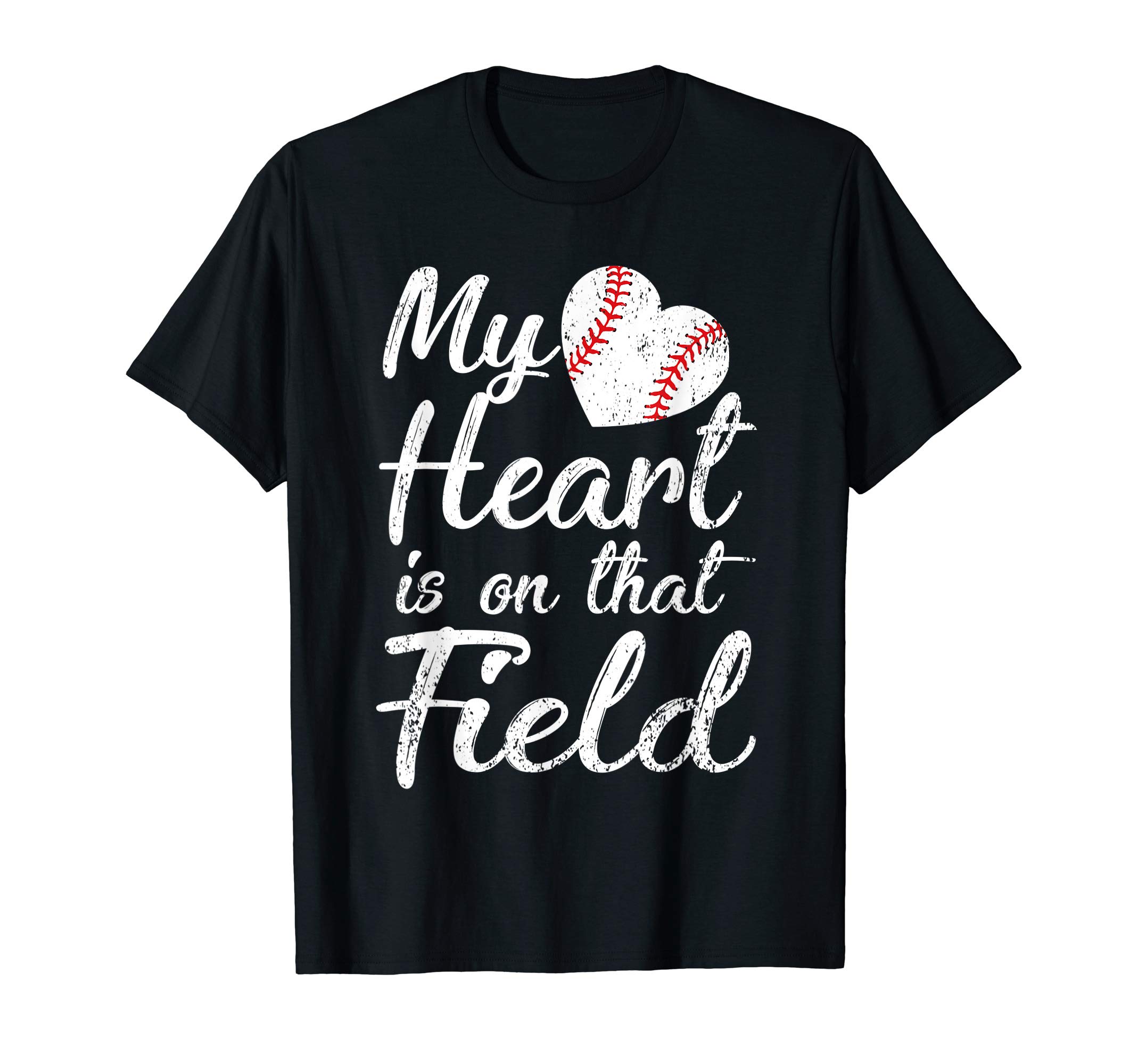 Baseball TeeMy Heart is on That Field Baseball Softball Mom Gifts T-ShirtOEKO-TEX STANDARD 100