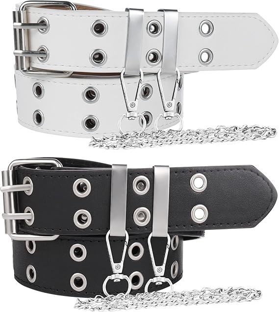 Cinturones Transparentes PVC Para Mujer - Pack 3 Unidades Con Diseños Punk Y Doble Ojal