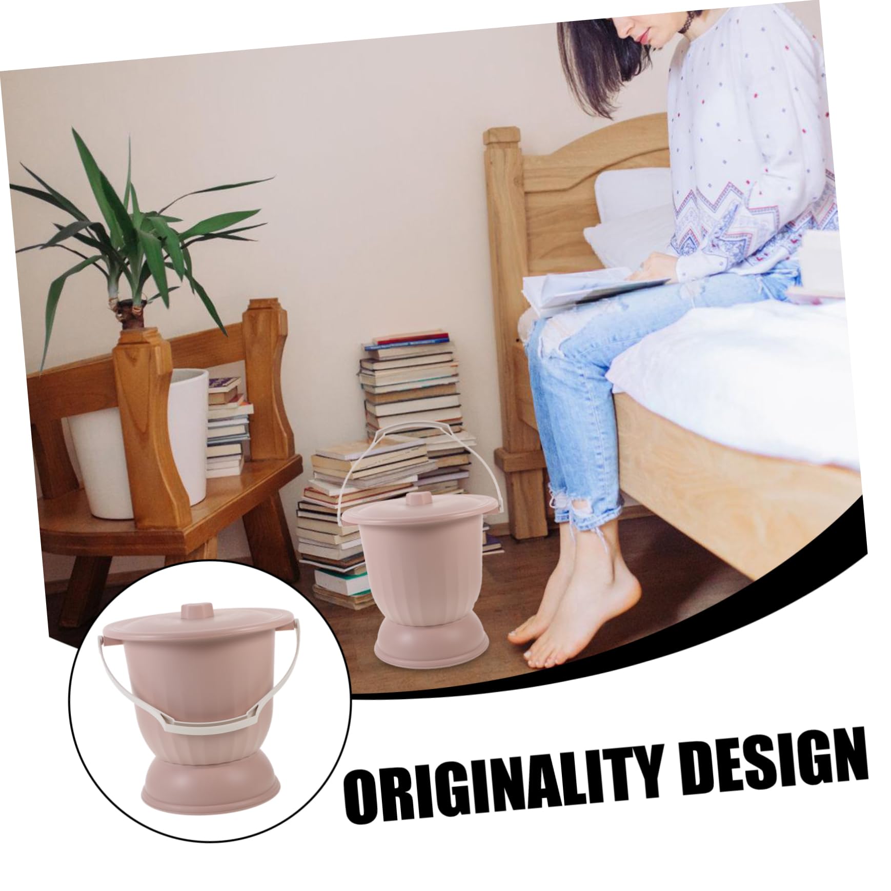 Orinal Unisex Rosa de Pp 4, 5 L Tapa y Base Antideslizante