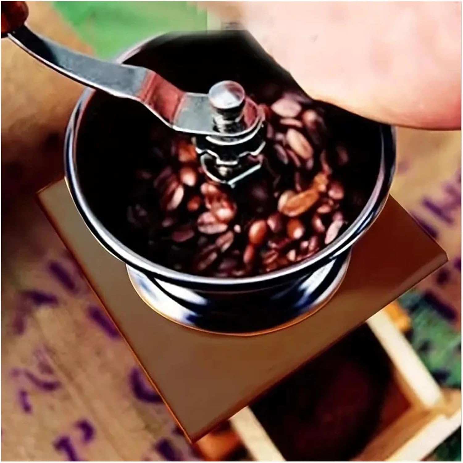 Manual Coffee Grinder Classic Italian Style Hand Crank Mill With Adjustable Portable Multipurpose Bean Grinding Machine(Light brown)