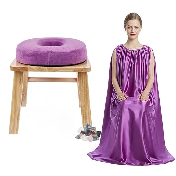 Yoni Steamer for Women, Wooden V Steam at Home Kit with Gown, Cushion