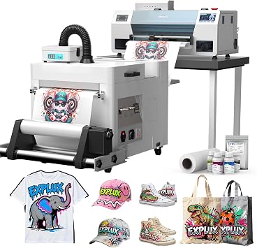 EXPLUX A3 DTF Printer i3200HD Printhead I13 Bundle with Shaker Dryer | Scheduled Auto-Cleaning, Built-in White Ink Circulation, 5" Touchscreen,4-Min Fast Printing,for Small & Mid-Market Businesses