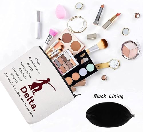 Miniatura 9 de LEVLO Bolsa de maquillaje cosmética de hermandad DST Regalos inspirados en hermandades de mujeres y niñas con texto en inglés "You Are Braver