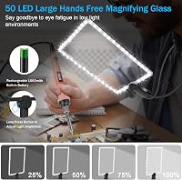 Ntrjtrss 5x Nagyító Lámpa 50 LED-del - Újratölthető, Kéz Nélküli Olvasó Nagyító Időseknek - 26x19 cm Rugalmas Nyakú Nagyítólencse Olvasáshoz 3