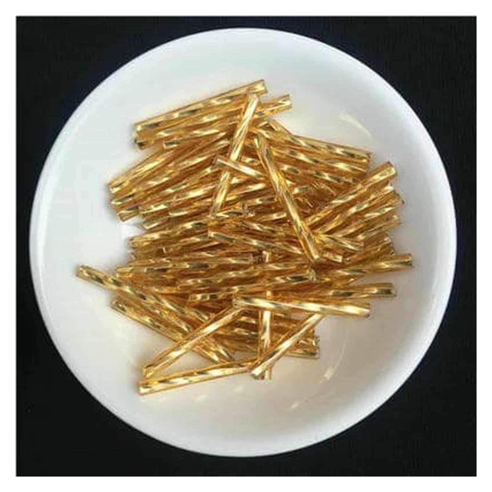 Cuentas de cristal transparente, Espaciador de cuentas de tubo de vidrio giratorio, 2,5mm x 25mm, paquete de 36, fabricación de joyas DIY multicolor(Gold)