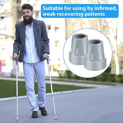 Miniatura 6 de Puntas de muletas, paquete de 4 puntas de goma resistentes de 7/8 pulgadas, puntas de caña de goma de repuesto para bastones de caminar, bastones