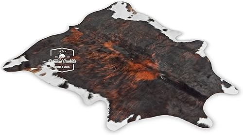 Miniatura 4 de Alfombra de piel de vaca tricolor Dark Brindle, alfombras de piel de vaca genuina para sala de estar Mediana, alfombra de área (5 pies x 6 pies)