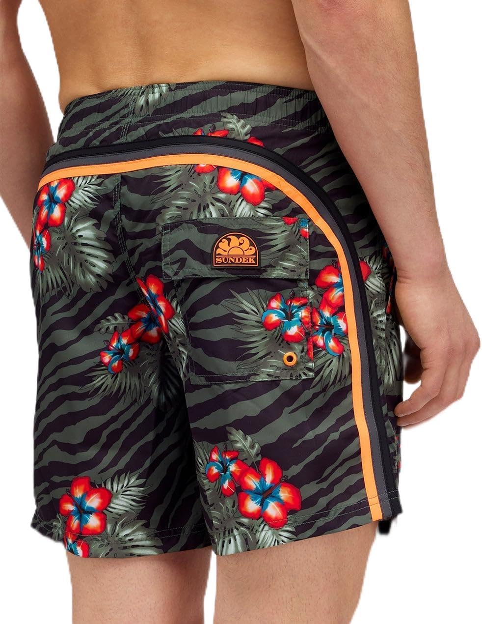 SUNDEK Mens Elastic Waist Boardshort, Swim Trunks 16" Length 7.5" Inseam