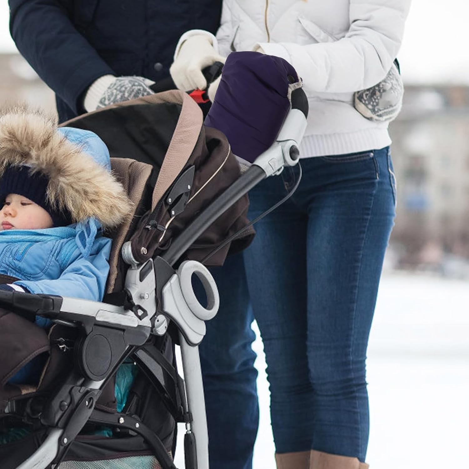 LIFKOME 1 Pair Winter Baby Stroller Gloves, Windproof Hand Muff Warmers, Anti-Freeze Thick Pushchair Mittens for Cold Weather, Cozy & Warm