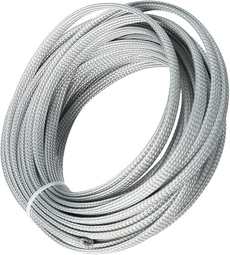 Vista 57 de Bettomshin 1 funda de organización de cables de 32.8 pies (32.8 ft) de ancho, protector de cable gris PET de 3/8 pulgadas de ancho, tubo de telar