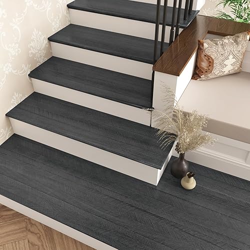 Miniatura 6 de WESTICK Papel tapiz negro para despegar y pegar, papel adhesivo negro para encimeras, papel tapiz de grano de madera impermeable, papel de contacto