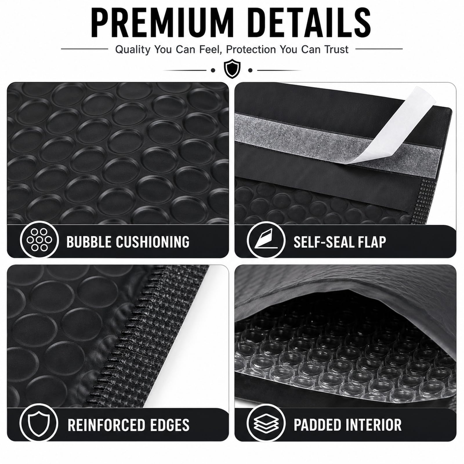 STARVAST 30 Pcs Enveloppes à Bulles, Enveloppe Matelassée 10.5 x 15Inch / 216 x 381MM, Enveloppe Expedition Imperméable - Noir