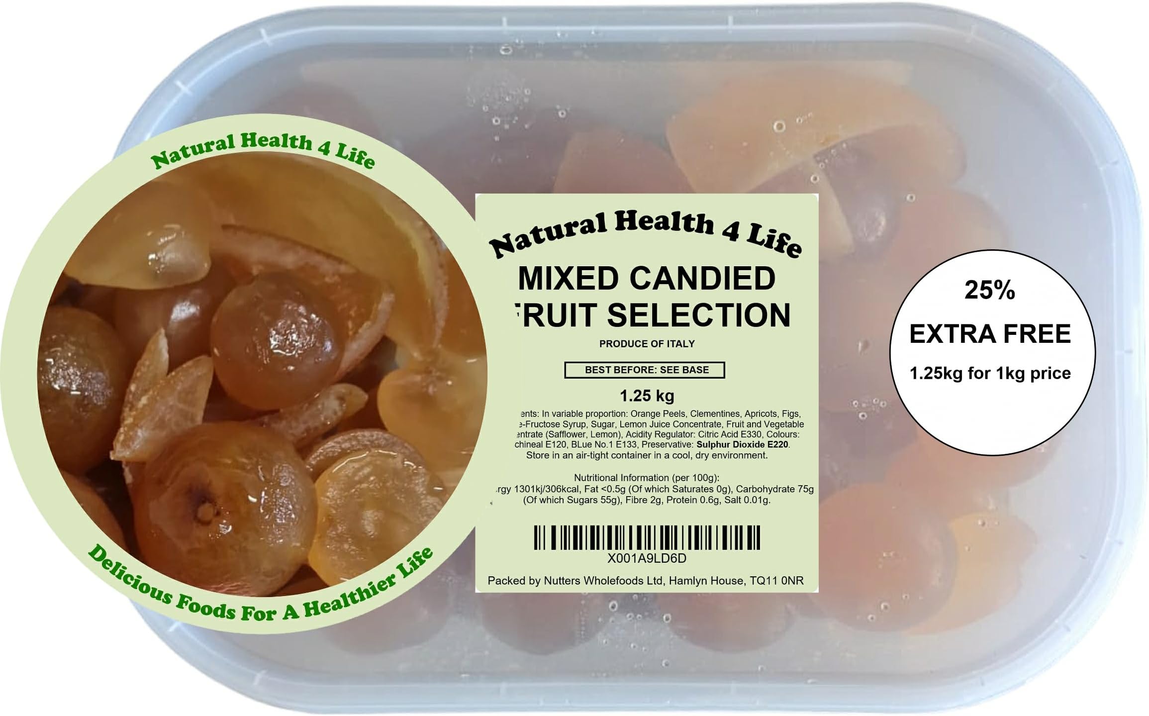 Natural Health 4 Life Mixed Candied Fruits 1 kg (25% Extra Free) (1 Tub)
