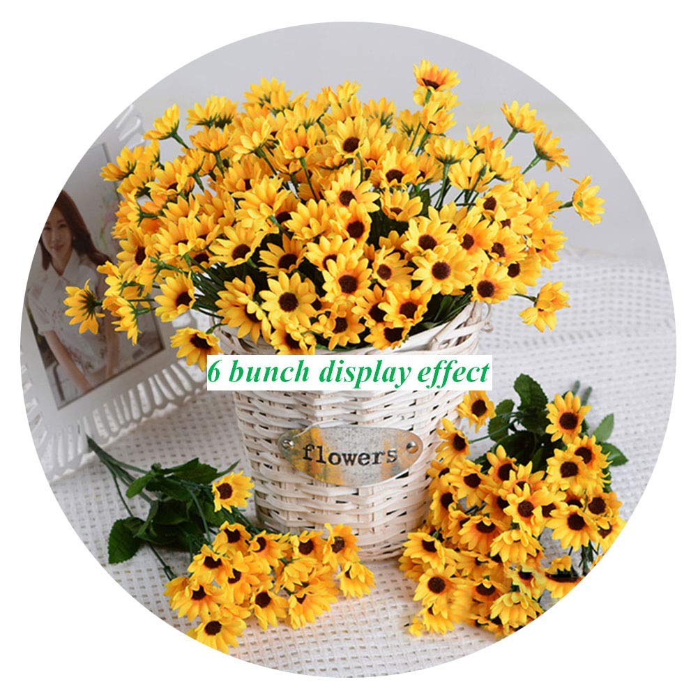 Artificial Sunflower 6 Bouquet Artificial Flowers Fake Sunflowers Floral Decor Bouquet Home Hotel Office Wedding Party Garden Craft Art Decor 13 inch No Vase