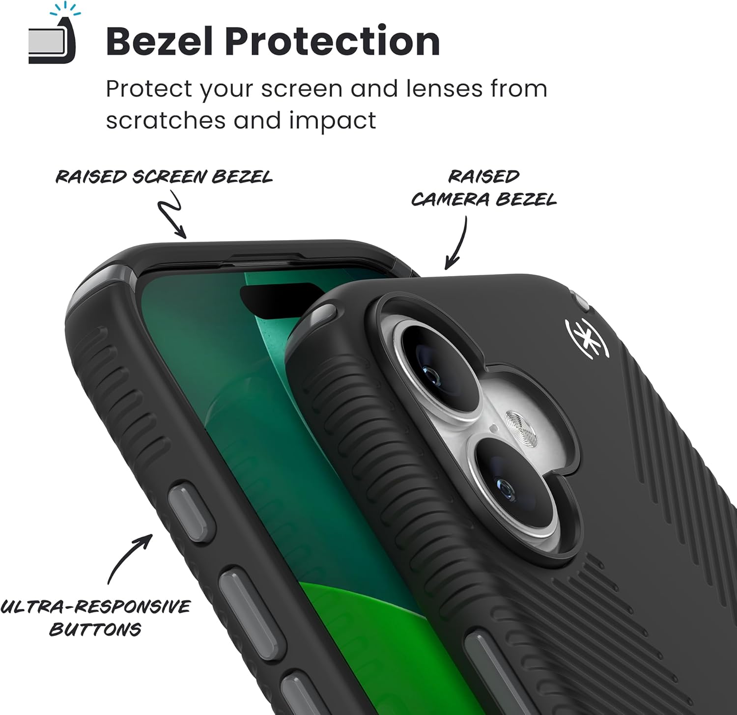 Speck PRESIDIO2 Grip for iPhone 17 Case, Slim Protective Case, Black/Slate Grey/White - Image 5