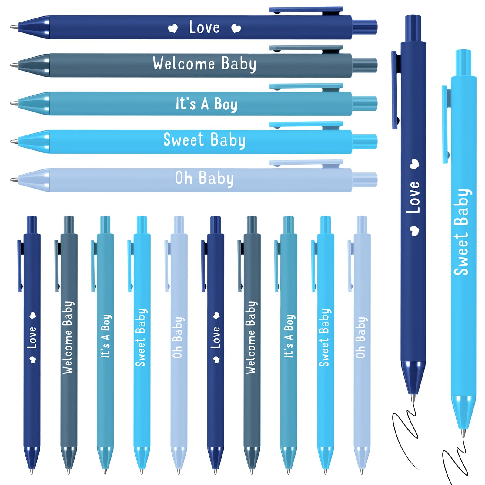 Sayglossy 50 Pcs Baby Shower Multi Color Ballpoint Pens Favors Bulk It's a Boy or Girl Ballpoint Pen with Black Ink Retractable Writing Pens for Baby
