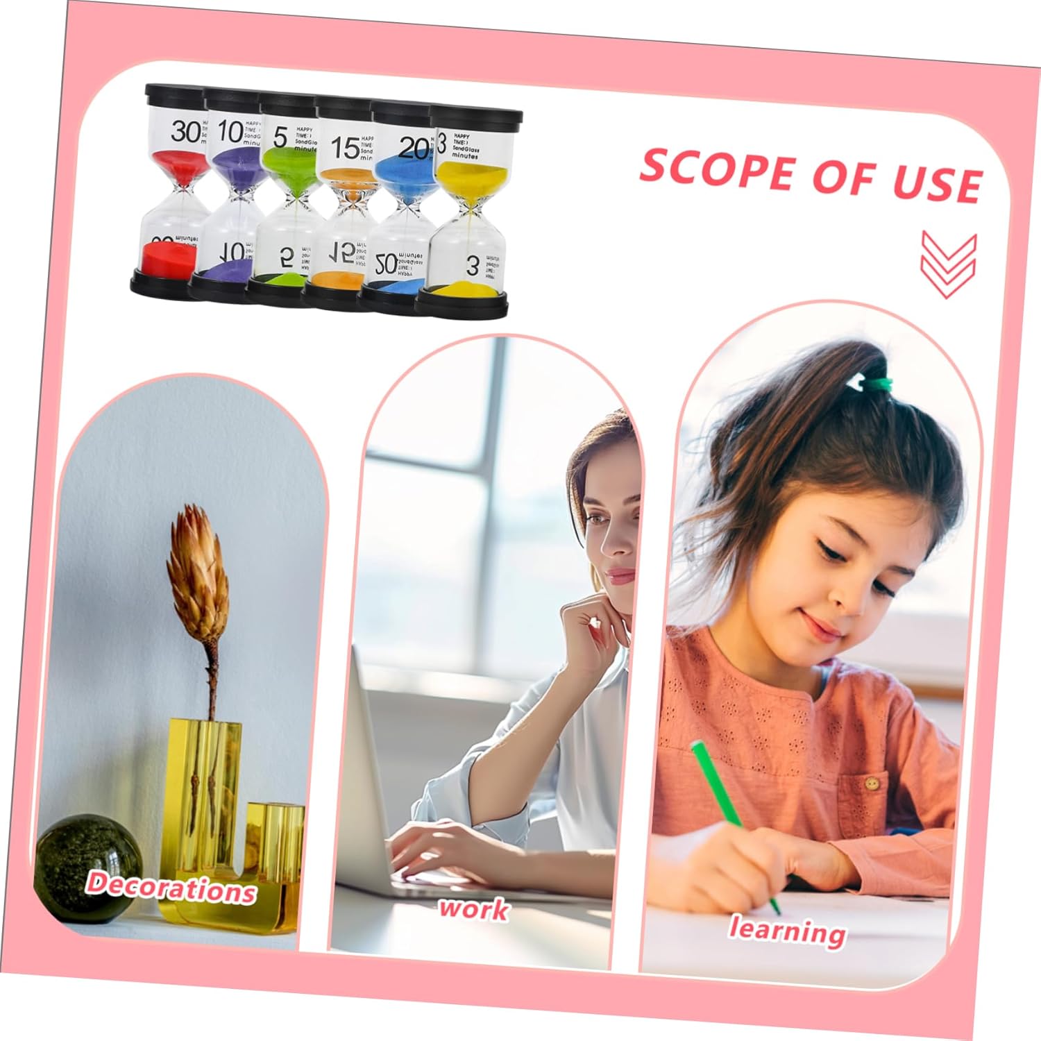 SUPVOX 6pcs Hourglass Sand Timer Set Cooking Timer Desktop Hourglass Indoor Decorative Desk