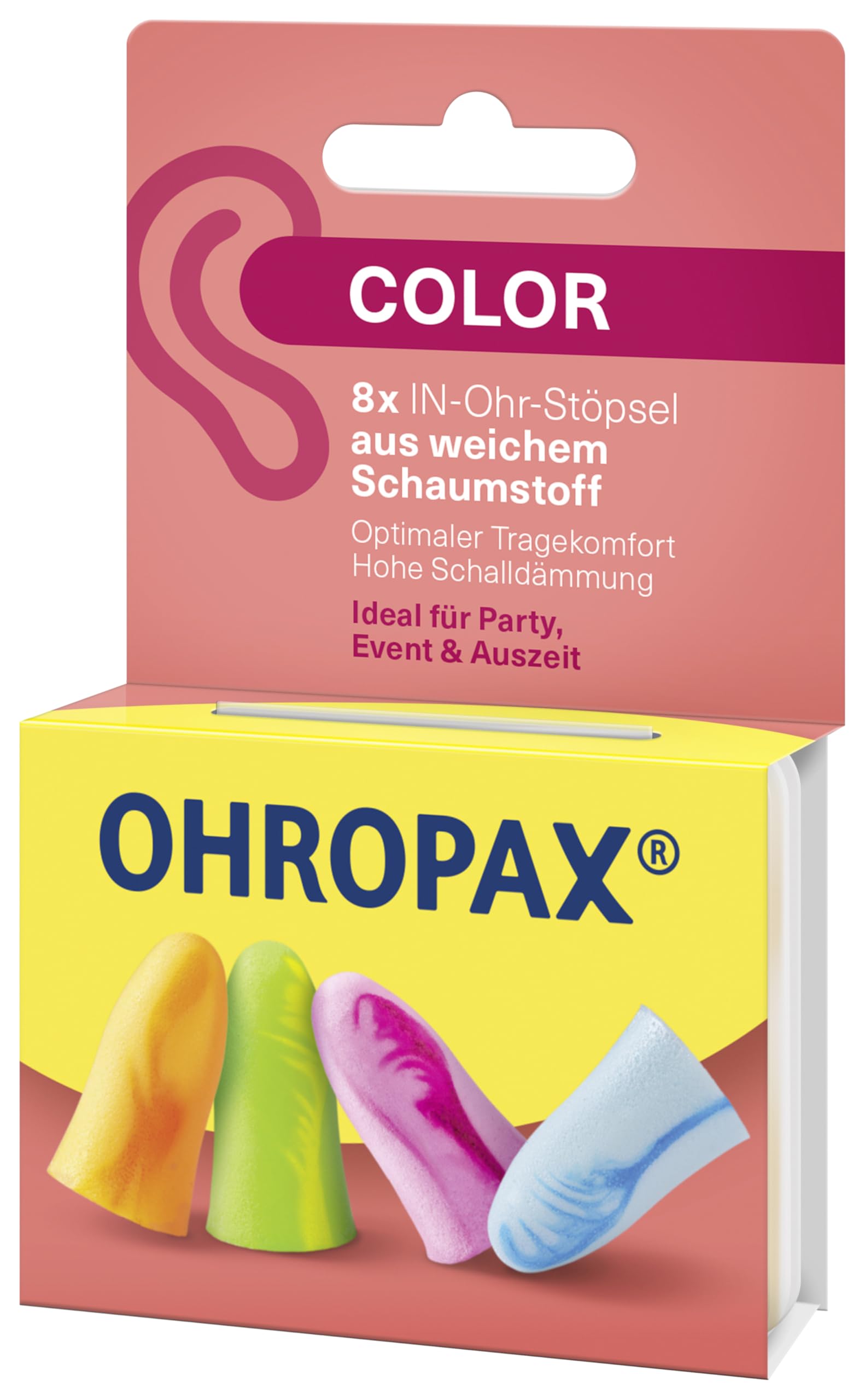 OHROPAX Color Ohrstöpsel – IN-Ohr-Stöpsel aus weichem Schaumstoff – besonders komfortabel, auch bei langem Tragen… – Ansicht 3