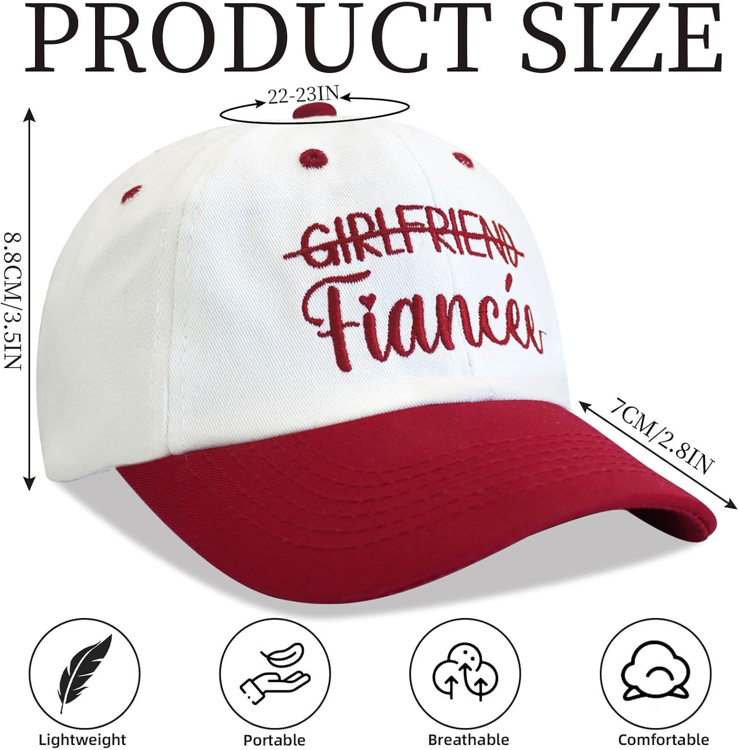 Adjustable Embroidered Hat for Bridal Shower Wedding Engagement Anniversary Honeymoon Newlyweds Couples Gifts