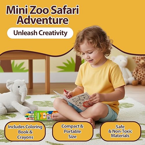 Miniatura 2 de Fun Express Mini Zoo Sarfari - Juego de libros y crayones para colorear de animales, 12 libros y 12 cajas de crayones - Recuerdos de fiesta,