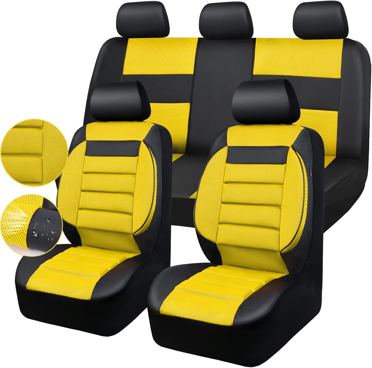 CAR PASS Leather 3D Foam Back Support Car Seat Covers Full