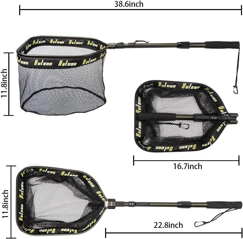 YVLEEN Floating Fishing Net - Folding Fishing Landing Net with Rubber Coating Mesh for Easy Fish Catch and Release, Fishing Net for Freshwater and Saltwater : Sports & Outdoors