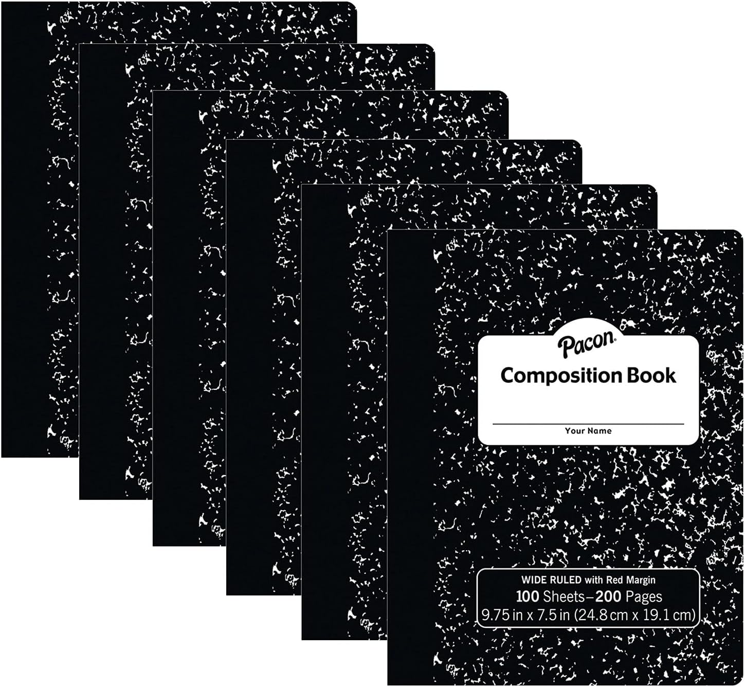 PACON® Composition Book, Black Marble, 3/8" Ruled w/Margin