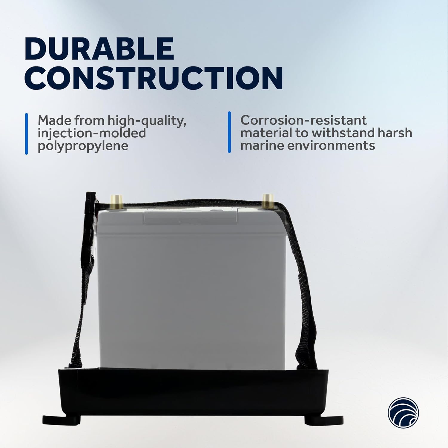 Five Oceans Marine Boat Battery Tray with Hold-Down Strap for Group 24 Boat Batteries - FO-2360