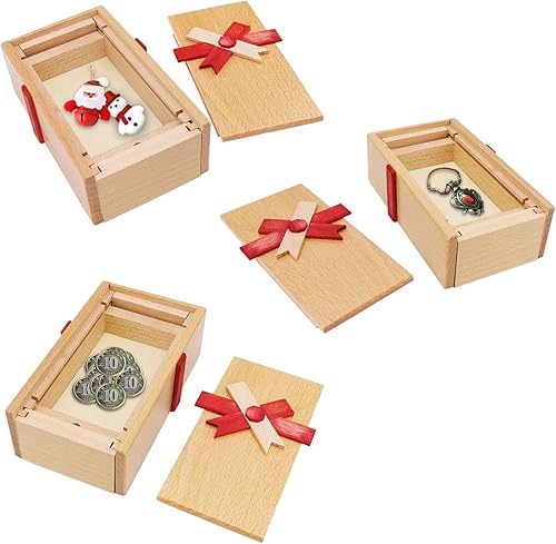 Miniatura 5 de Caja de rompecabezas con compartimento oculto, desafiantes cajas de madera con bloqueo de trucos mágicos para adultos, juego de rompecabezas