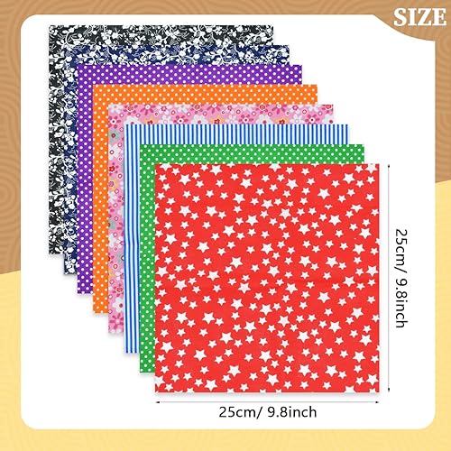 Miniatura 2 de Paquete de 56 piezas de tela de algodón con estampado de 9.8 x 9.8 pulgadas, diseño precortado, diseño floral para acolchar, retazos, manualidades,