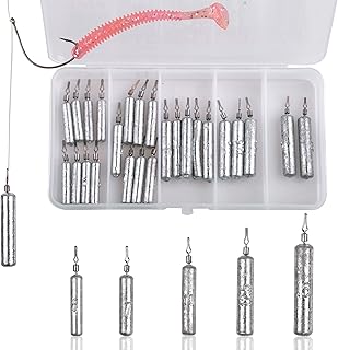 25pcs Fishing Sinker Weight Skinny Finesse Lead Drop Shot Hand Poured for Bass Trout Crappie Catfish, Pencil Drop Shot Weight Size 5g 7g 10g 12.5g 15g 20g