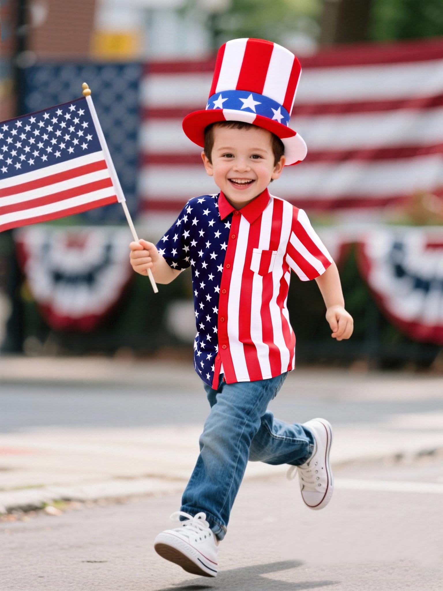 COSLAND Toddler 4th of July Hats American Flag Top Hat, Red, Toddler