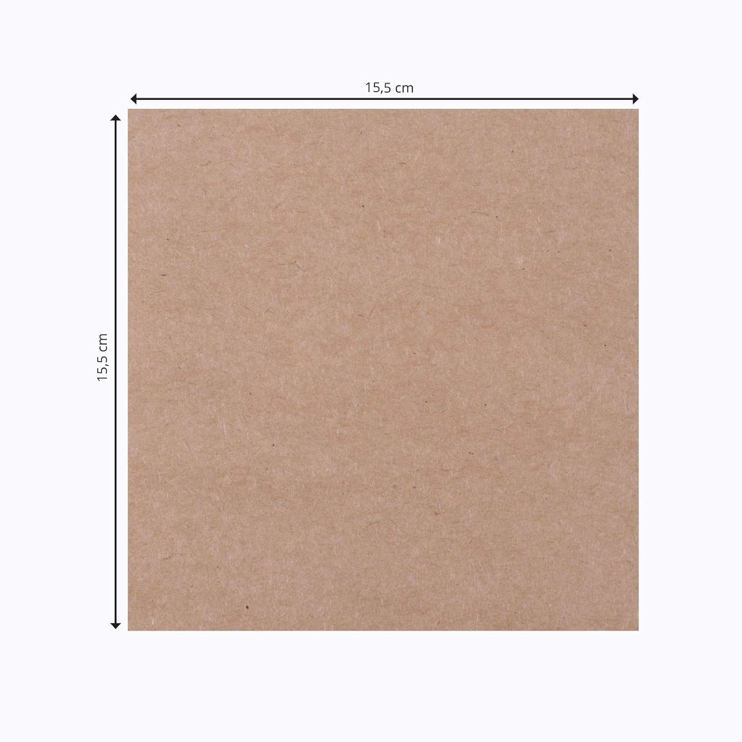 Vaessen Creative Large Square Florence Blank Craft Cards, Kraft, Set of 25, Matching Envelopes Available