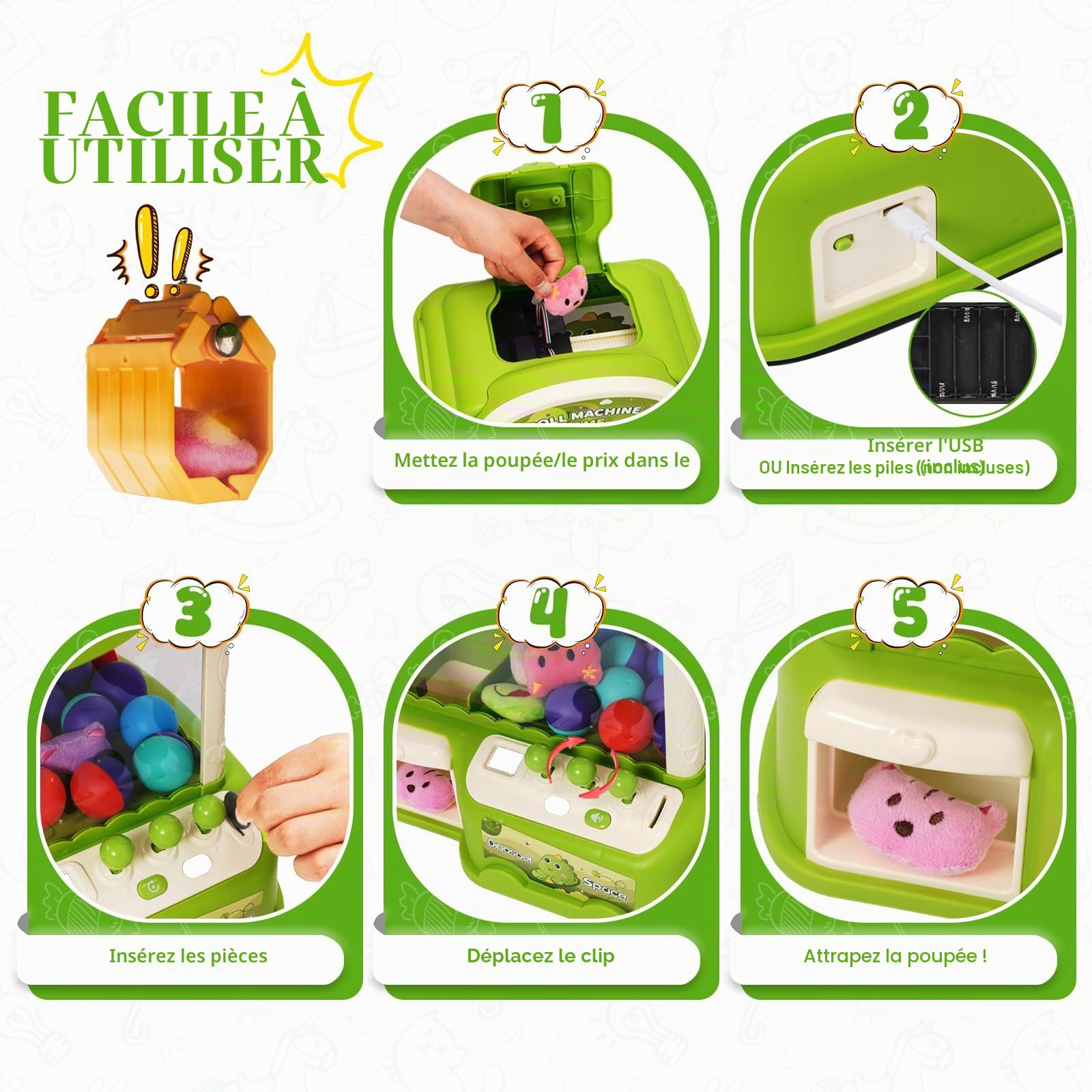 Machines à Pinces pour Enfants,Machine à Griffes avec pièce de Monnaie,,Mini Machine à Griffes Enfant Distributeur de Bonbons Cadeaux d'anniversaire De Noël pour Garçons et Filles de 3 Ans