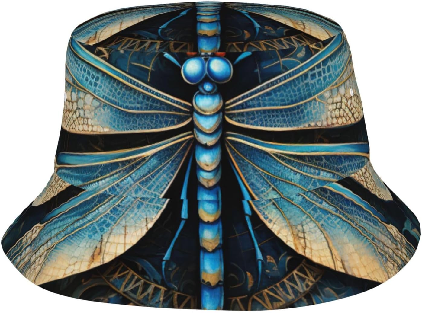 Art Blue Dragonfly Print Sun Hat Outdoor Fisherman Cap Summer Bucket Hat Beach for Men Women